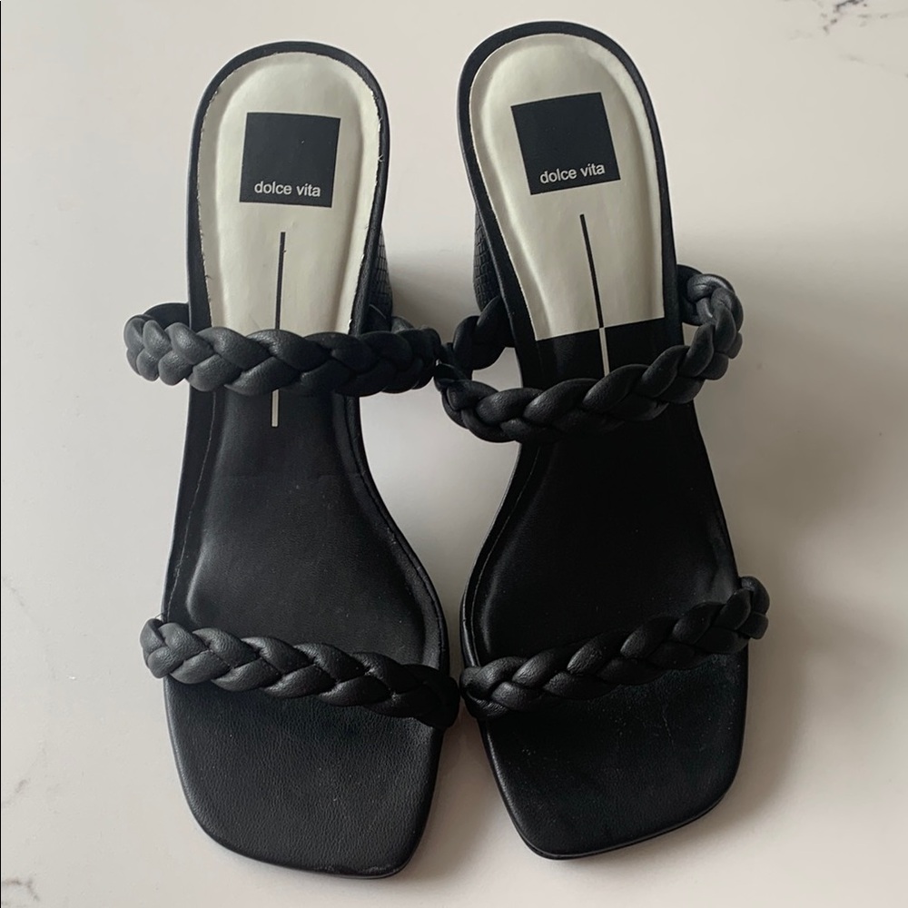 Dolce Vita Black Braided Strap Sandals
